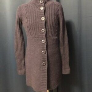 Women's Navy Blue 100% Wool Button Front Cardigan Jacket